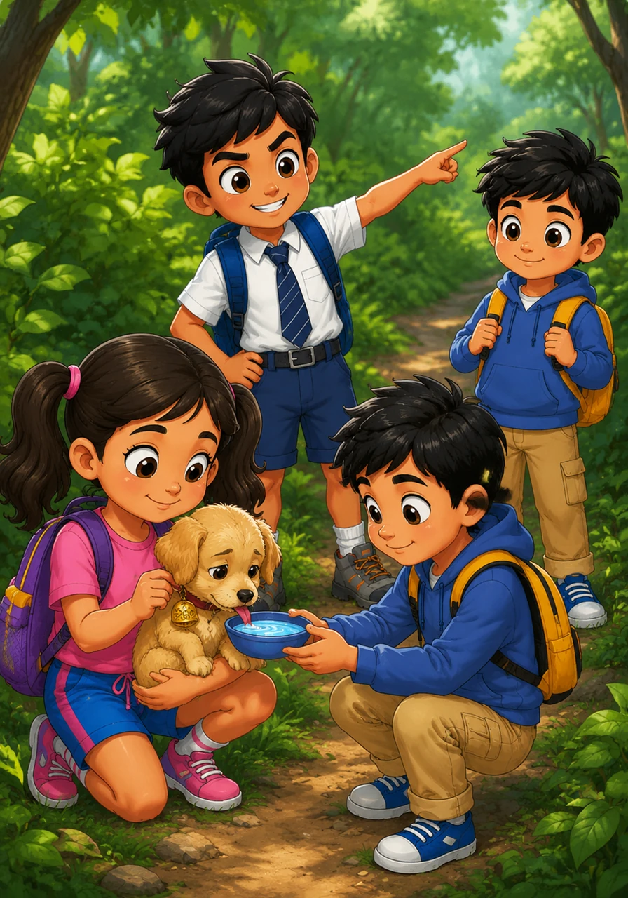 तेवढ्यात झुडपातून एका लहान कुत्र्याच्या पिल्लाचा रडण्याचा आवाज आला. लावण्याने त्याला अलगद उचलले आणि निधीने त्याला पाणी दिले, तेव्हा त्याच्या गळ्यातील घंटीवर 'मोती' असे नाव दिसले. रुद्रने तत्परतेने निर्णय घेतला की आपण सर्वांनी मिळून या मोतीला त्याच्या घरी पोहोचवायचे.
