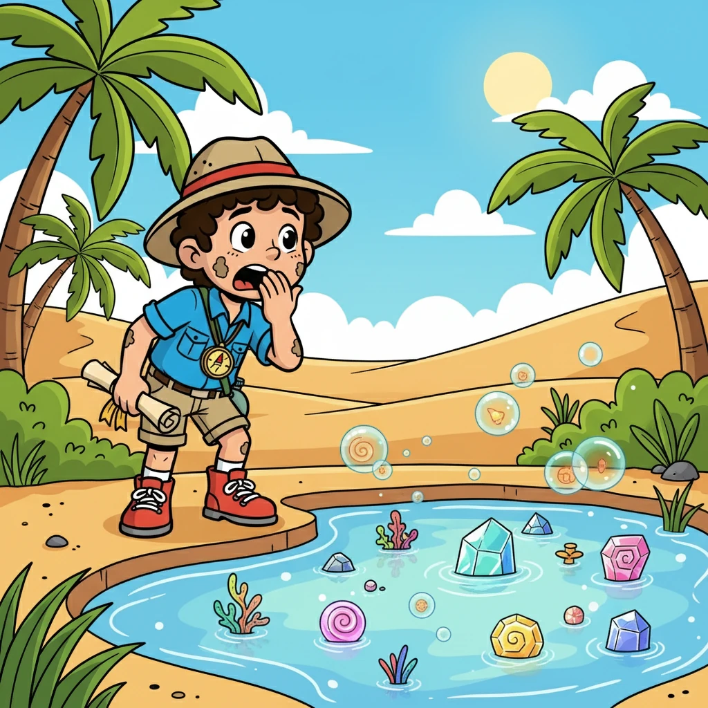 As they drew closer, the oasis revealed a sight unlike any they had ever seen. A small, crystal-clear pond shimmered, but it was not the water that caught their attention. It was what was *in* the water.