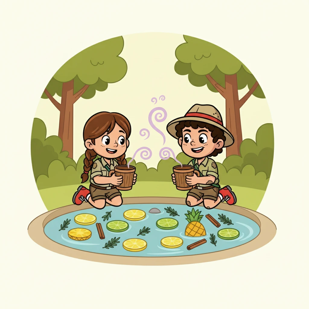 Floating serenely within the pond were slices of lemons, limes, and pineapple, alongside sprigs of rosemary and cinnamon sticks. The aroma was intoxicating. Hesitantly, they both dipped their cups and took a sip.