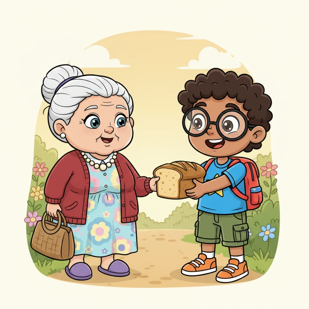 Aarav had one piece of bread. He gave it all to her.