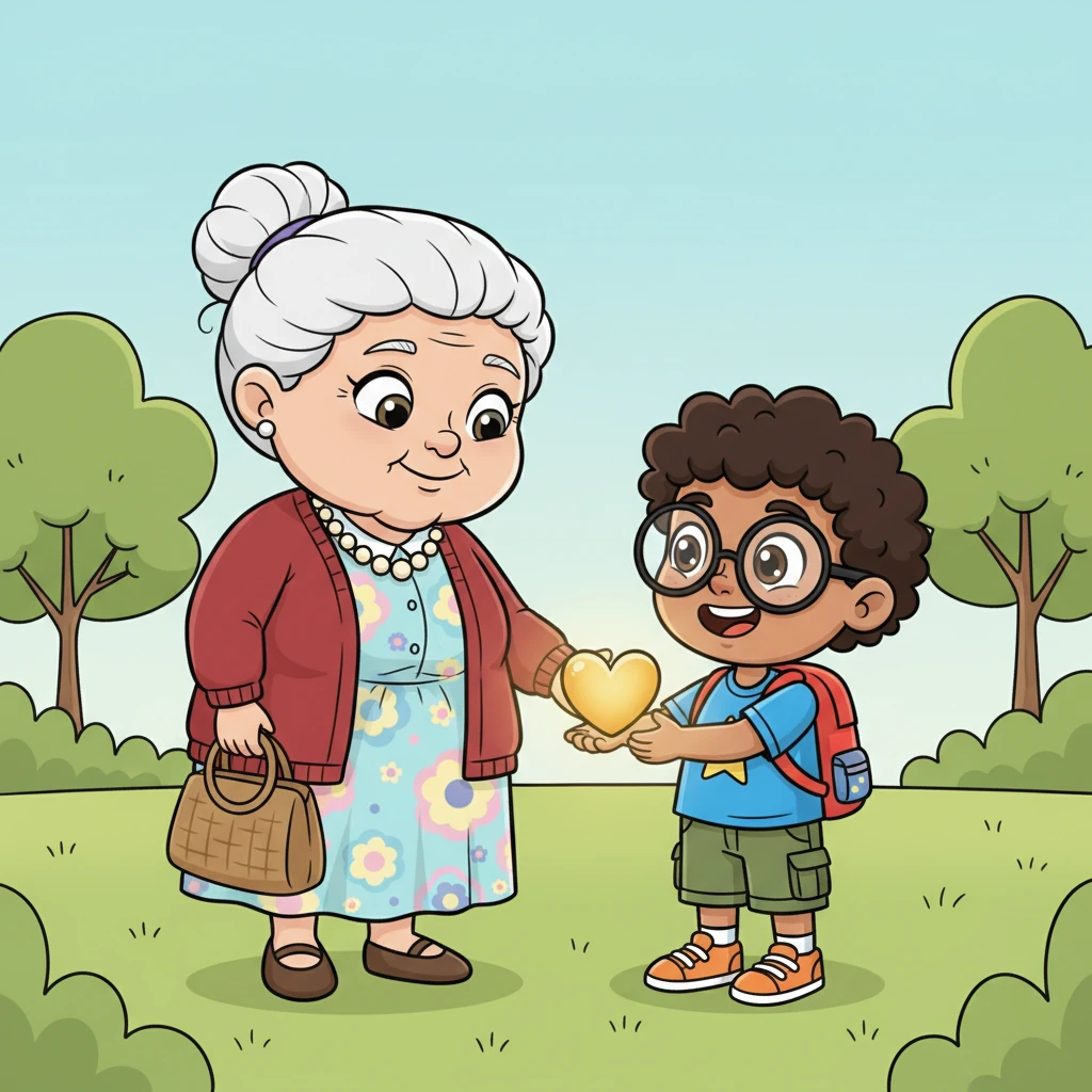 The grandma smiled so warmly. "You have a golden heart," she said.