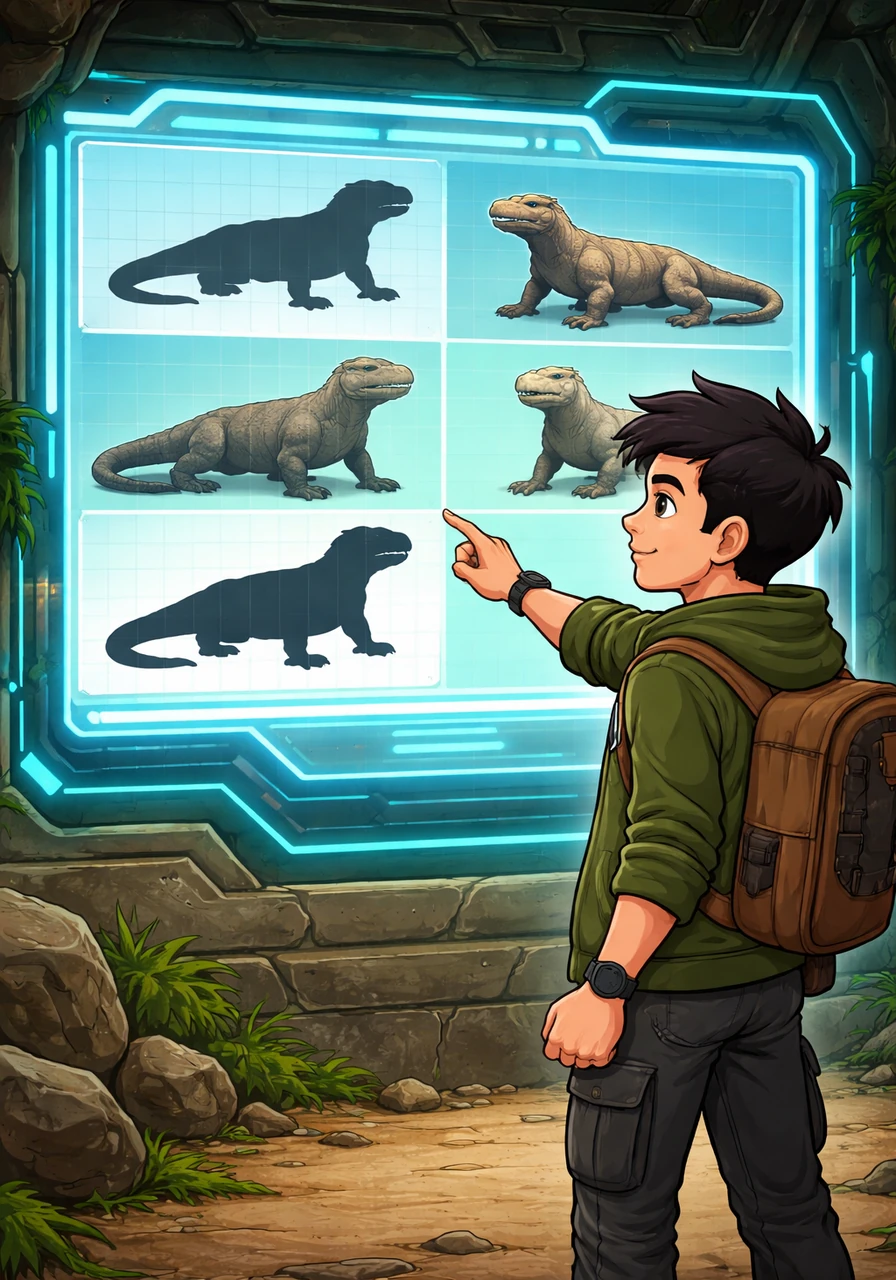 Sebuah sistem verifikasi unik muncul, meminta Bima untuk mencocokkan bayangan komodo dengan gambar aslinya sebagai bentuk keamanan.