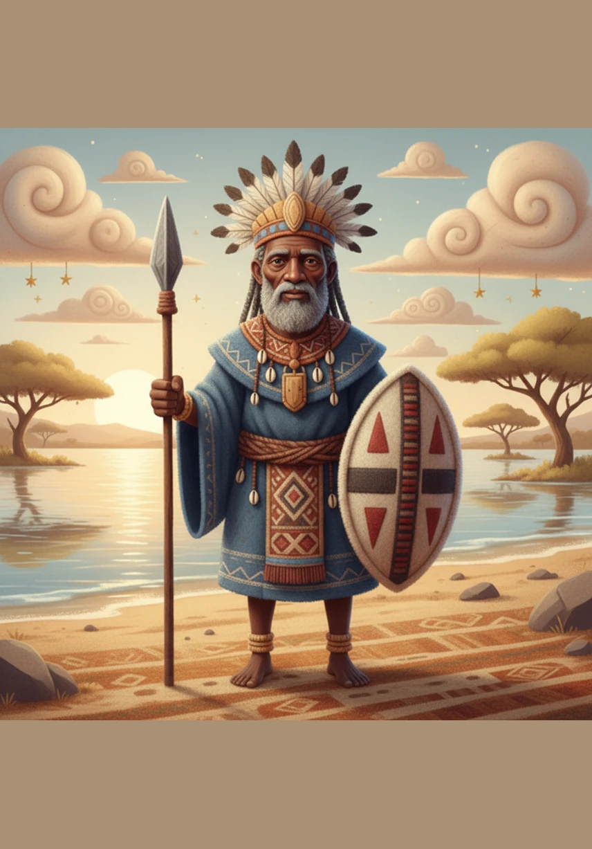 In the golden light of the shores of Nam Lolwe, young Kalando watches the dhows return with the day's catch. The air is thick with the scent of roasted maize and the distant rhythm of drums from the village square. He dreams of the legends told by his grandfather, unaware that his own name would one day be sung by the fire.