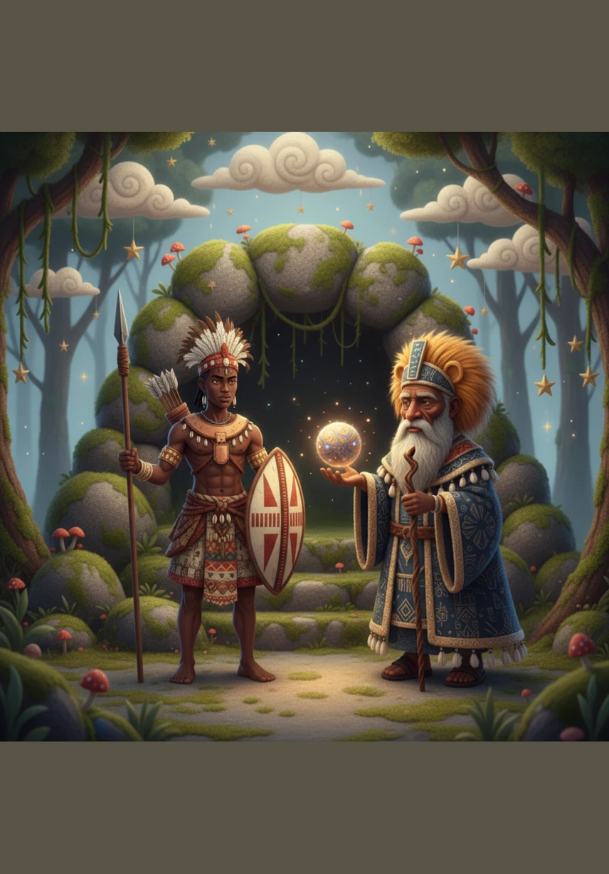 Seeking guidance after the battle, Kalando visits a secluded shrine where a wise seer interprets the movements of the birds. The seer speaks in riddles about a leader who must listen to the heart of the land before drawing his sword. Kalando realizes that true power lies in peace and the restoration of justice for all clans.