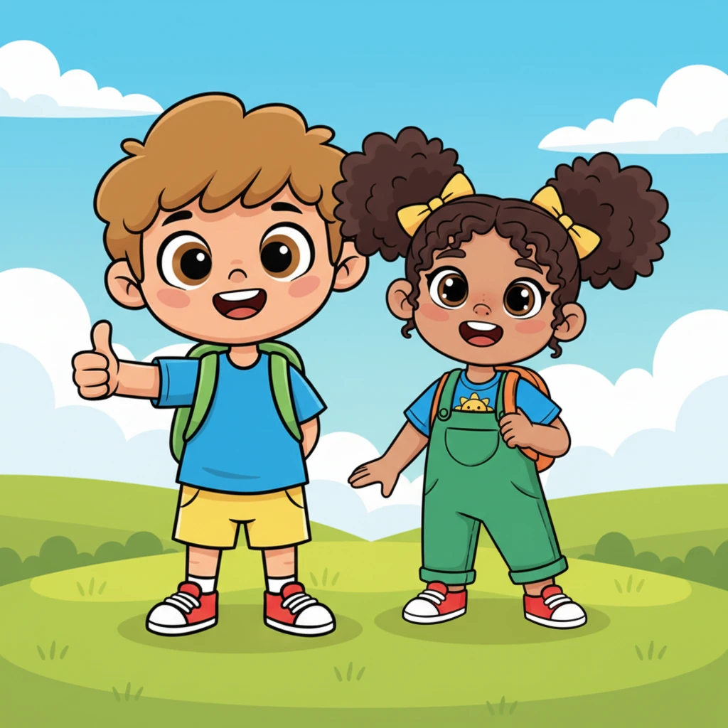 Emma's eyes are wide and full of genuine happiness, reflecting Leo's newfound joy. Leo, now beaming from ear to ear, gives a big thumbs-up, his smile stretching from ear to ear. He feels absolutely wonderful and says, "Yes, I am happy!"