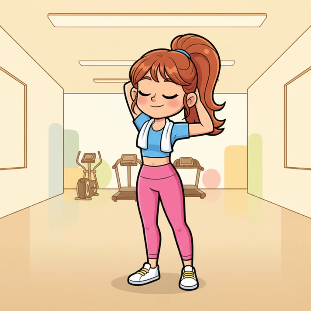 Завершая тренировку, Алина медленно и плавно потянулась, растягивая каждую мышцу. Она почувствовала приятное тепло во всём теле, словно после нежного объятия. Это был идеальный способ расслабиться.