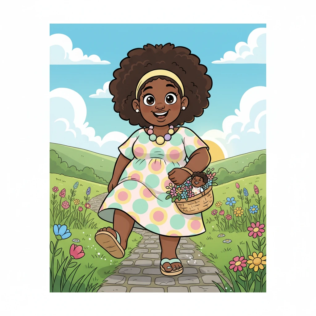 From that day on, Deidre walked with a spring in her step and a heart full of pride. Her big feet were no longer a worry but a source of playful magic and joy, with her tiny, loving husband Pip always by her side, a secret comfort in every grand stride.