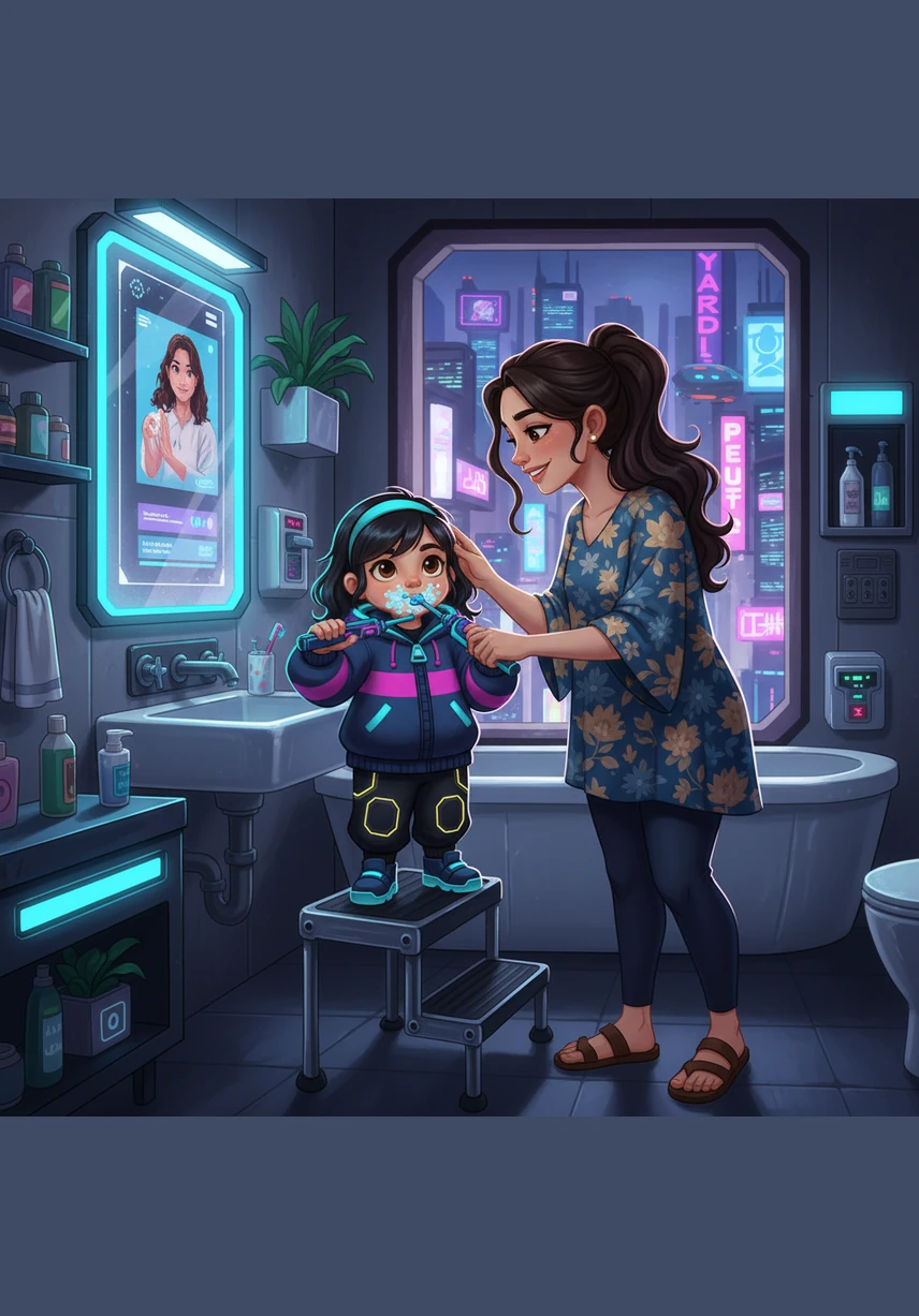 Selesai mandi sore, Lula melihat lantai kamar mandi yang masih basah dan terasa licin di bawah kakinya. Ia berjalan dengan sangat hati-hati dan perlahan menuju keset di depan pintu. Ibu merasa sangat bangga karena Lula sudah mulai memahami cara menjaga keselamatan dirinya sendiri di setiap sudut rumah.