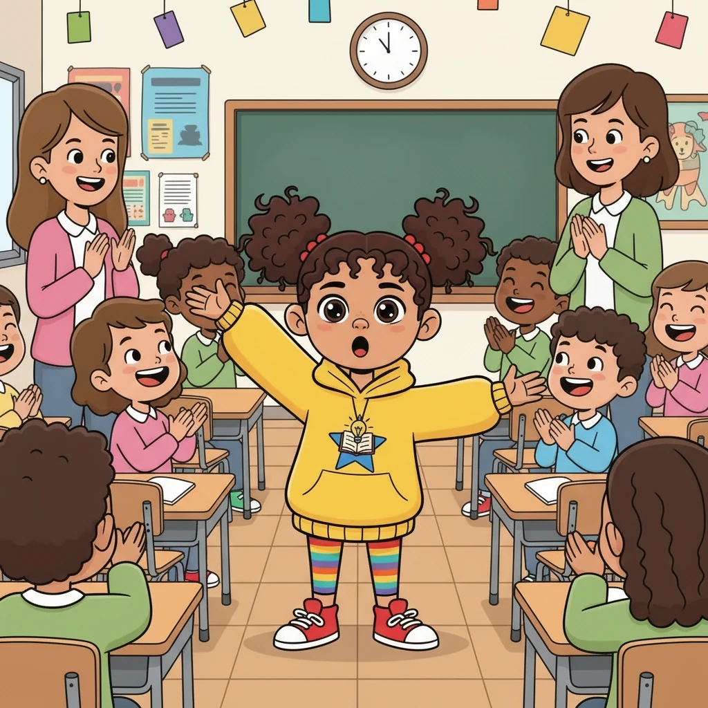 During a fun activity, the teacher introduced a game of charades, using English vocabulary. Lily, surprised, found herself understanding some of the words. She even acted out a word correctly, eliciting laughter and applause.