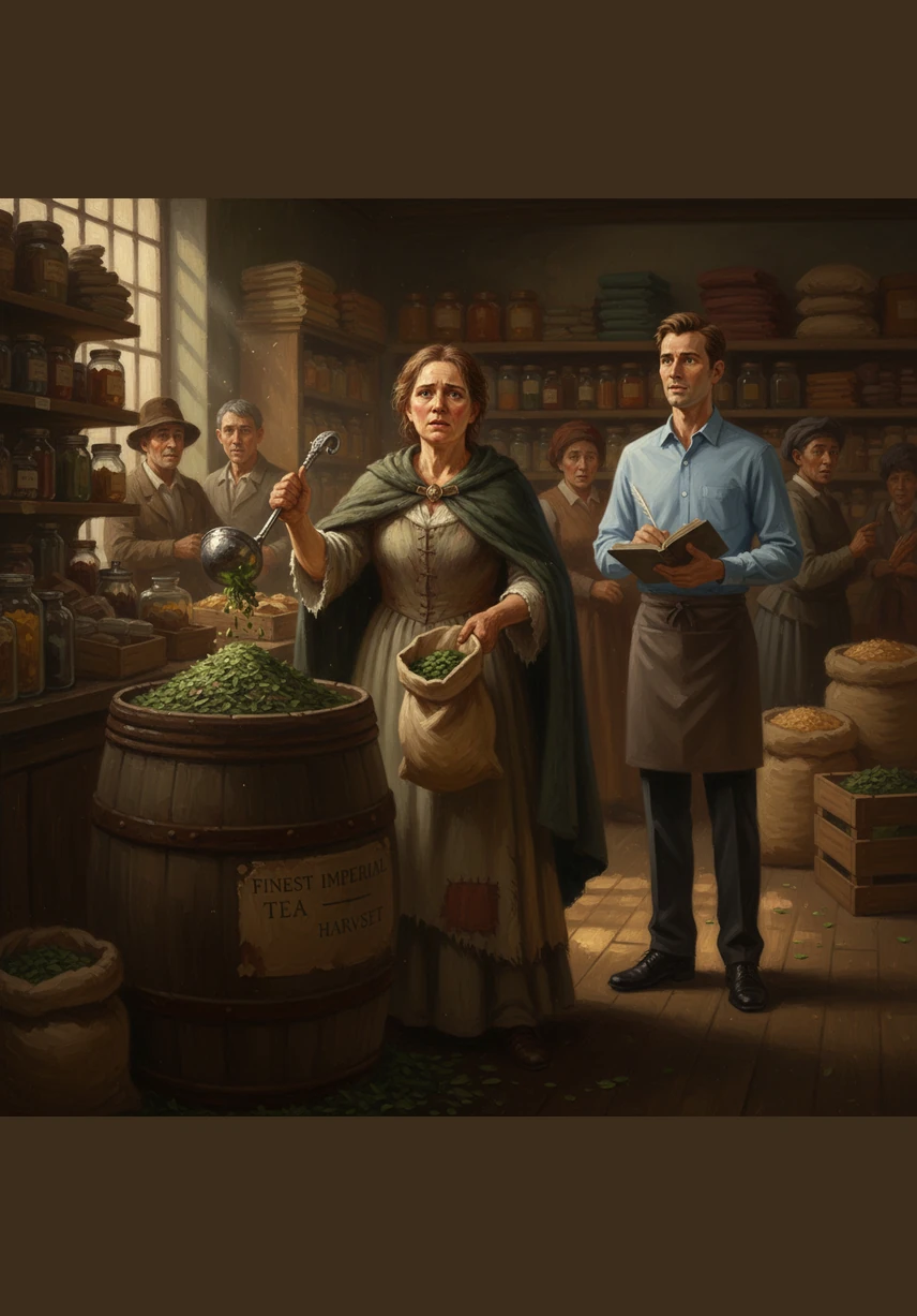 With a swift, trembling hand, Anagrace scooped up the heavy cabbage and tucked it deep inside the inner pocket of her coat. She patted the fabric flat, hoping the round shape wouldn't be too obvious to the other shoppers.