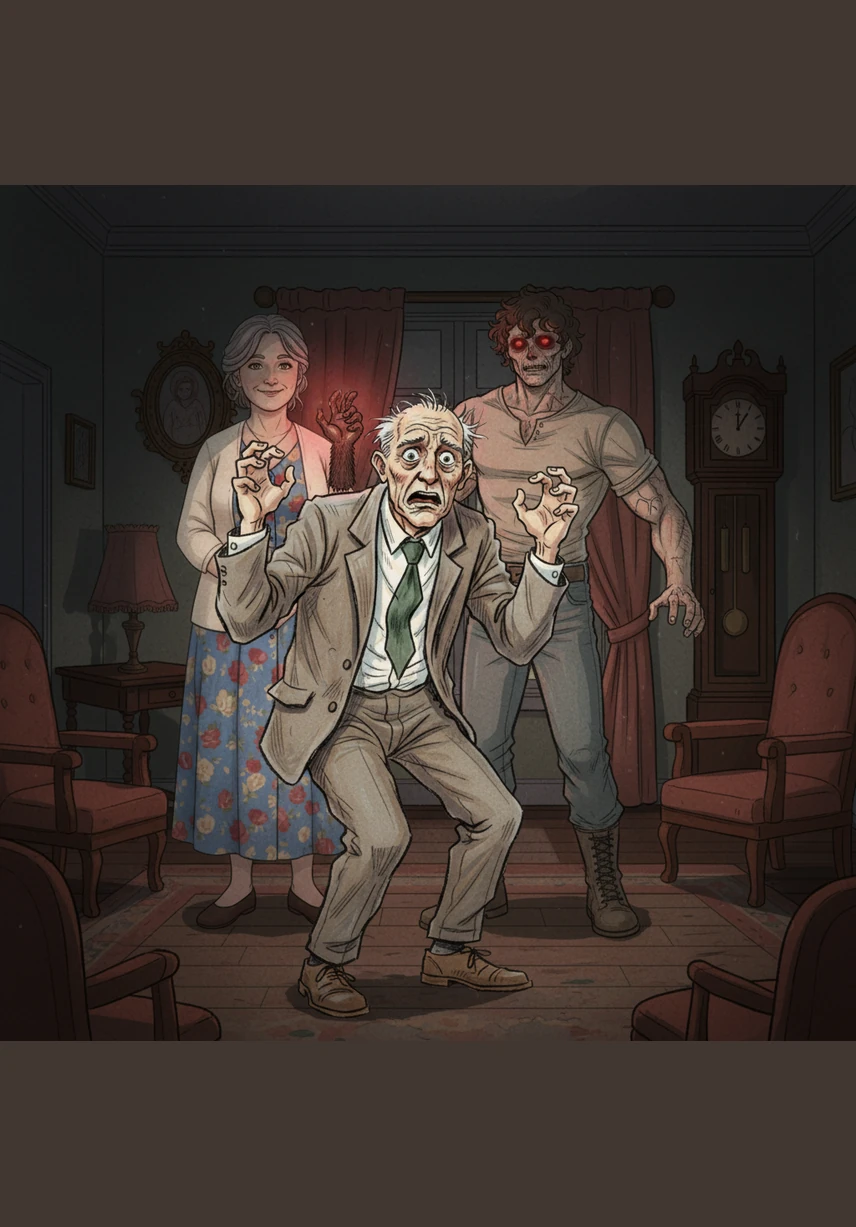 Terrified of what mutilated form might be standing on the porch, Mr. White frantically searches for the paw to make his final wish. As the door finally swings open, the knocking stops, leaving only a cold wind and an empty, moonlit road.