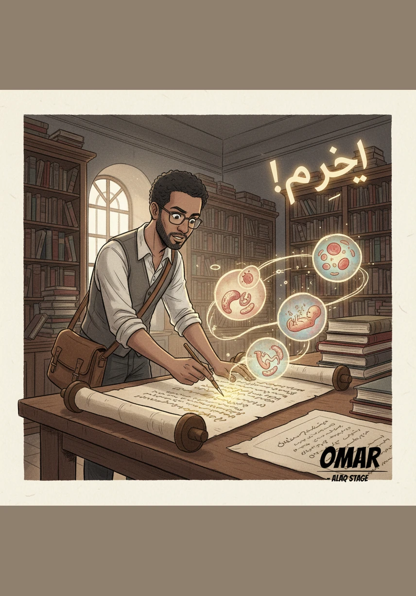 The journey continues to the Alaq stage, where the embryo begins to cling to the uterine wall. Omar marvels at the precision of the term, which describes something that hangs or is suspended, much like a tiny explorer finding its first home.