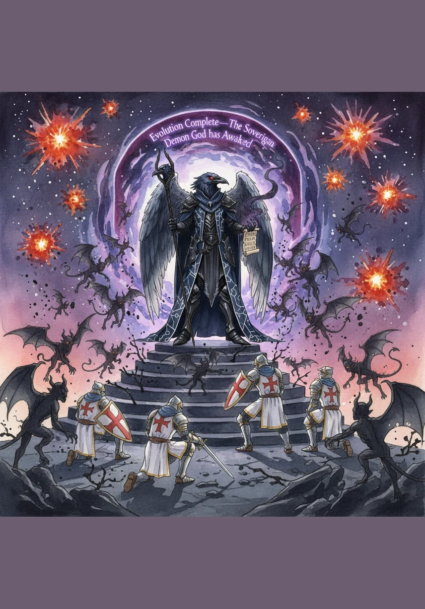 Bathed in the light of a thousand dying stars, Malphas stepped through the rift and took his place at the apex of existence. The violet screen displayed a final, triumphant message: Evolution Complete—The Sovereign Demon God has Awakened.