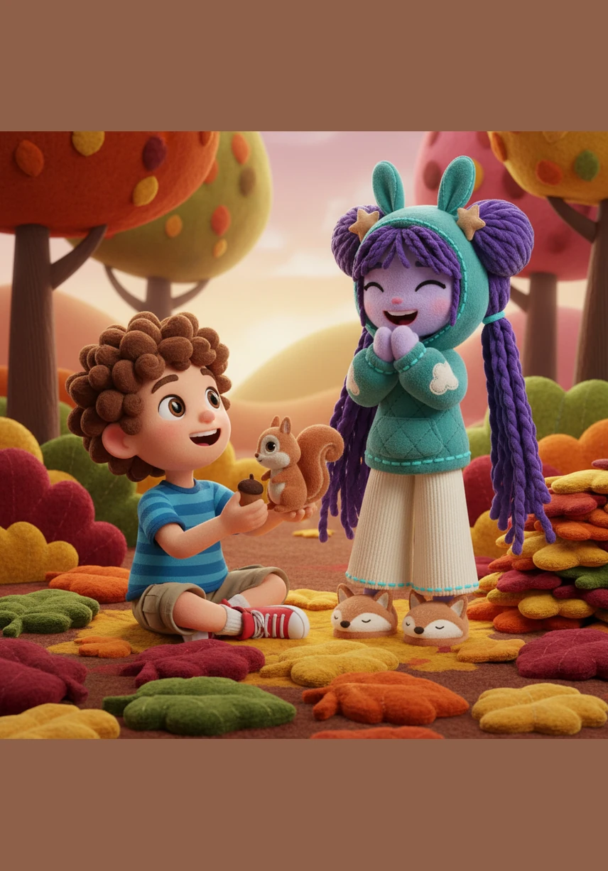 Large piles of crunchy leaves gather on the ground, waiting for someone to play. With a big leap, Lila jumps right into the middle, laughing as the dry leaves crackle and fly around her.