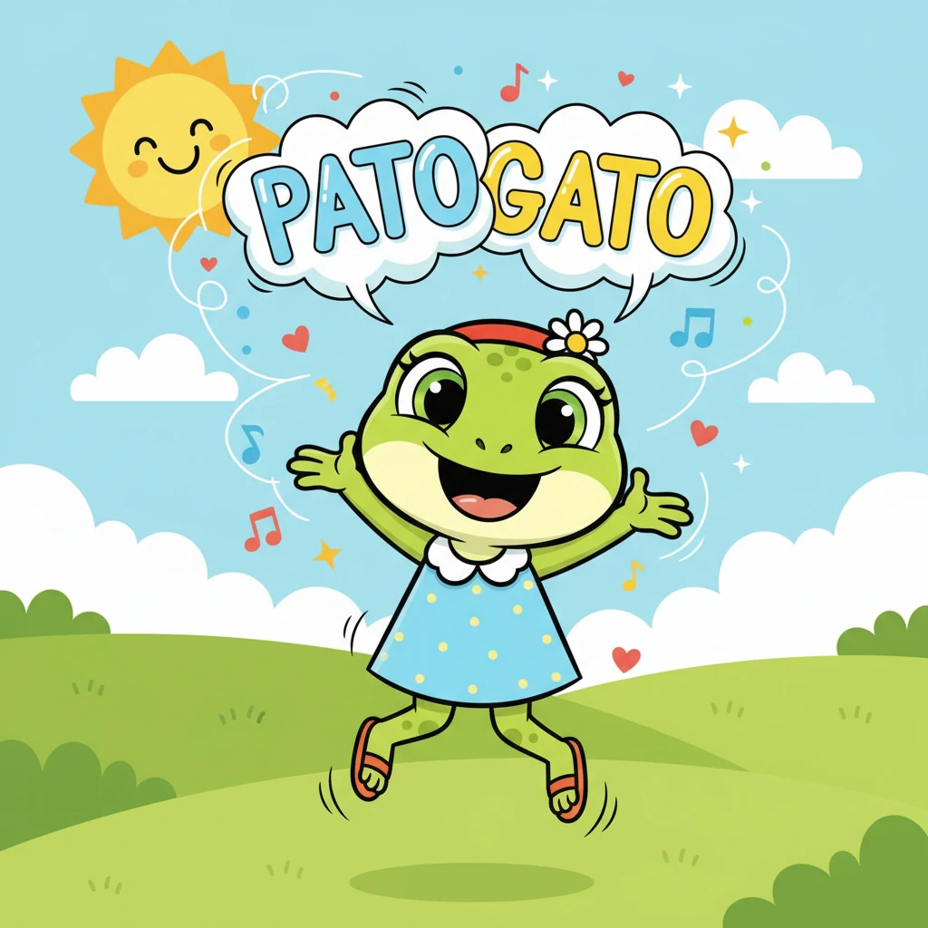 ¡Qué emoción! Si las palabras riman, como "pato" y "gato", Ana salta de alegría con una gran sonrisa. Las dos palabras se abrazan en el aire, bailando juntas en perfecta armonía. La felicidad irradia de Ana.