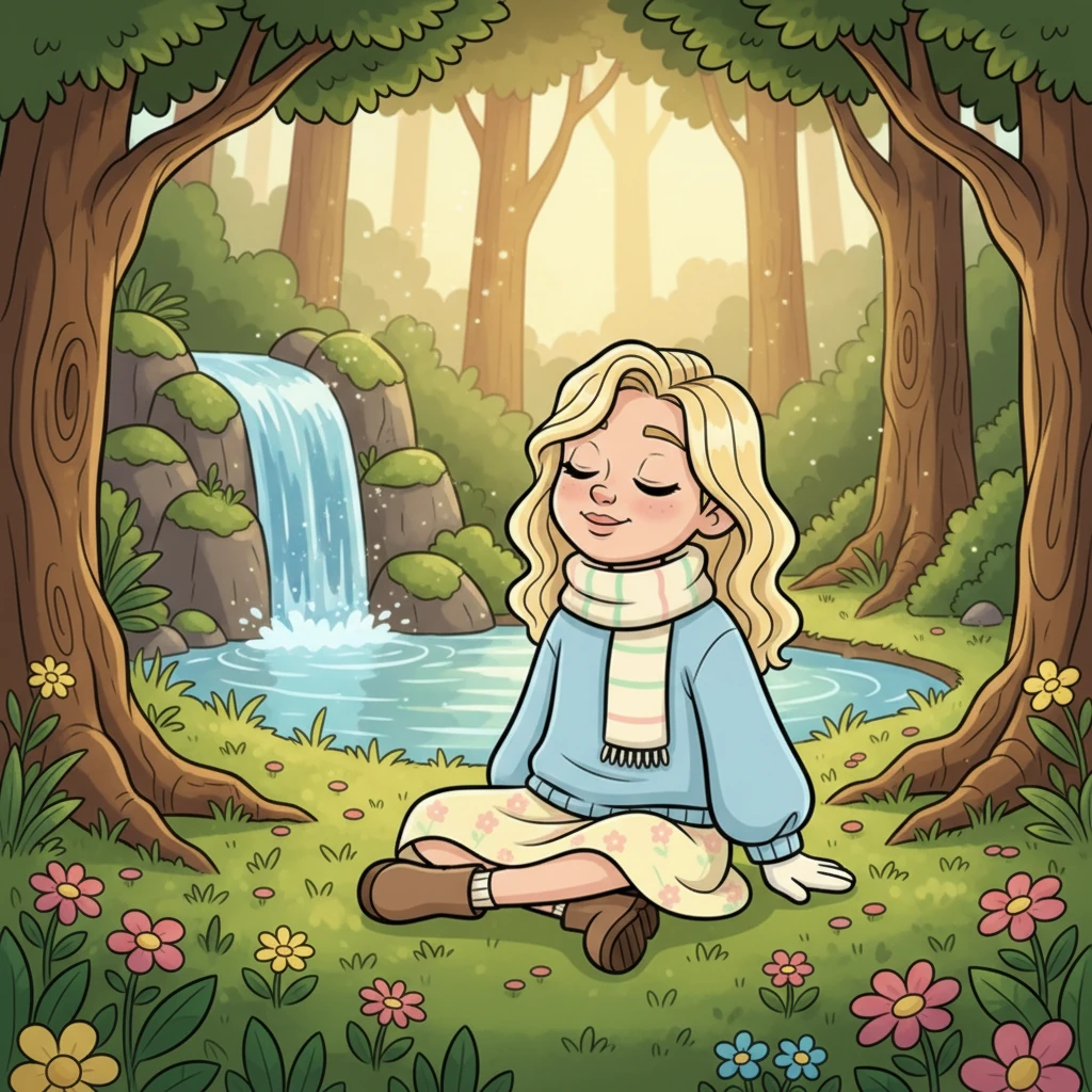 Deeper in the woods, Julia discovered a hidden clearing, bathed in soft sunlight and dotted with wildflowers. A tiny, glittering waterfall cascaded into a crystal-clear pool, creating a magical oasis. It was her own secret paradise, a perfect spot for quiet reflection.