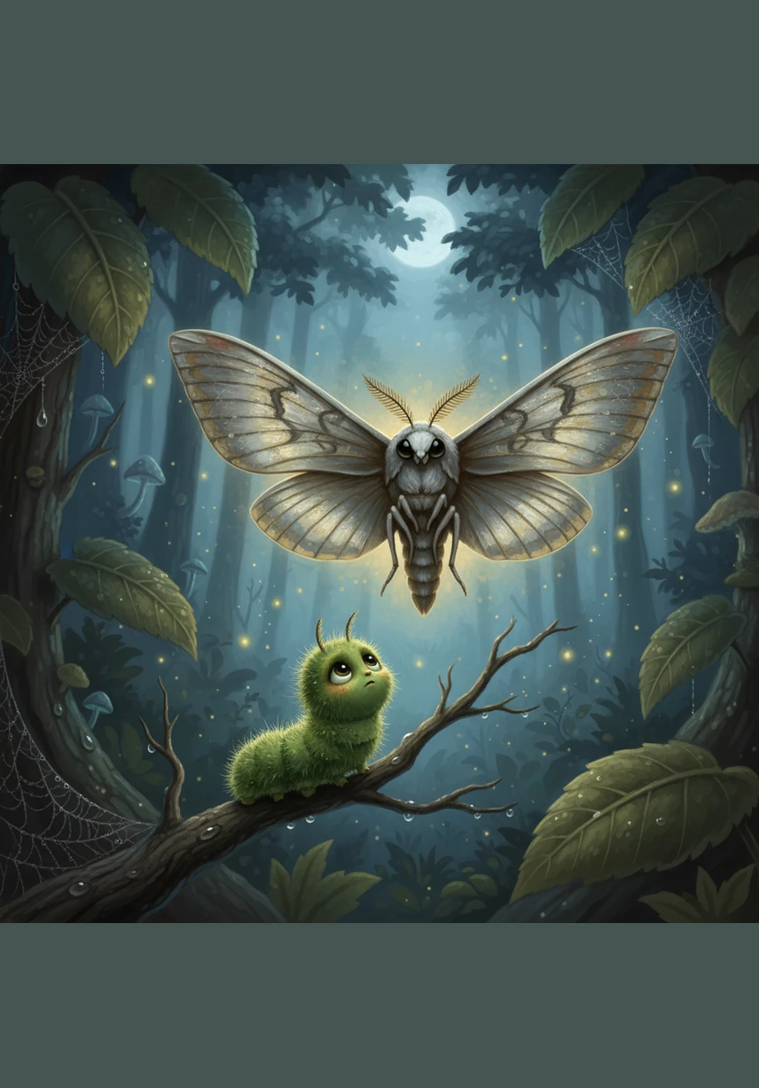 Adoring the moth with all her heart, Callie started to pull her own identity apart to fit a new mold. She tethered herself to her friend’s shadow, trying so hard to be a perfect clone that she began to lose the vibrant green of her own skin.