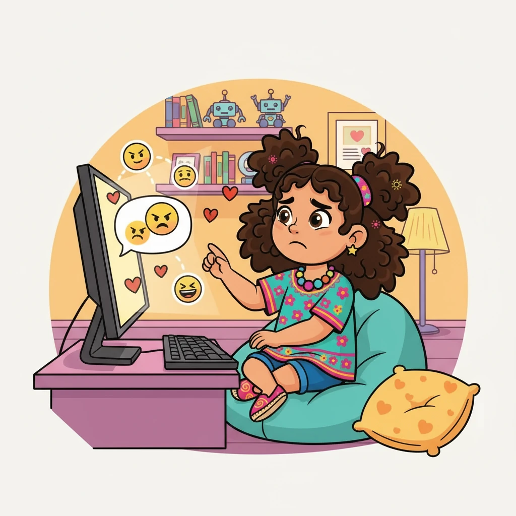 Un día, Hana se encontró con un comentario hiriente en la publicación de una amiga. Sintió la tristeza y la rabia, pero recordó las enseñanzas de Pixel. Decidió responder con amabilidad, animando a los demás a practicar la empatía y el respeto en línea.