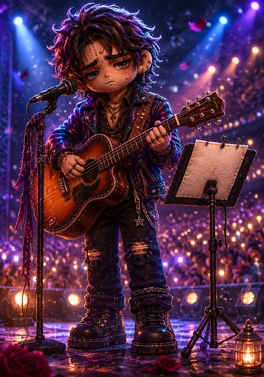 Back on stage that night, the energy is electric, but something has shifted deep within Julian. Before the final song, he steps away from the pyrotechnics and walks up to the microphone with just his acoustic guitar and his poem resting on a stand. The crowd hushes in anticipation as he prepares to share his truest self.