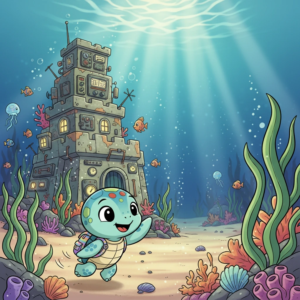 With a happy wiggle and a wave of his tiny flipper, Pip bid farewell to the mysterious castle, promising to visit again soon. He swam onward, filled with joy and excitement for all the other amazing adventures that awaited him in his vast, sparkling ocean home.