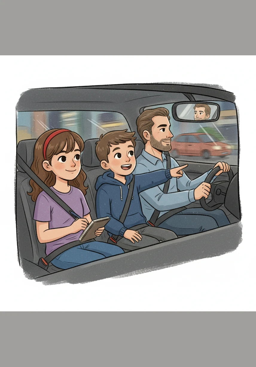 The children reflect on what they have learned about motion, realizing that science is happening all around them during their daily commute. They feel much more confident knowing how acceleration and deceleration keep their family protected.