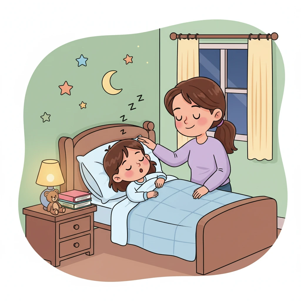 Later that evening, Hoor was finally tucked into bed, sound asleep, her tiny chest rising and falling rhythmically. Mommy sat beside her, gently stroking her hair, a soft, contented smile on her face. Despite the day's wild chases, her heart was full of love for her energetic little girl.