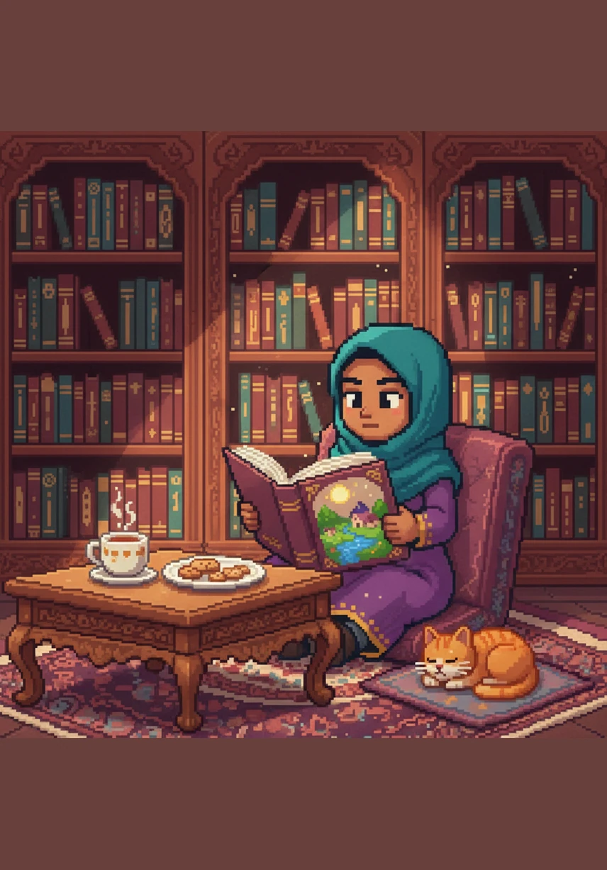 When the reality of life becomes too loud, Ayesha escapes into the enchanting pages of fictional novels. In these stories, she finds a sanctuary where she can explore different worlds, perfectly blending her reality with the magic of her imagination to find peace.