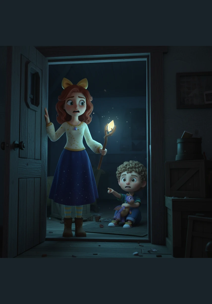 She musters her courage, unlocks the door, and pulls it open to find the porch completely deserted and empty. However, her blood runs cold when she notices a perfectly dry, person-sized patch on the wet floorboards, indicating that someone was standing there just moments ago.