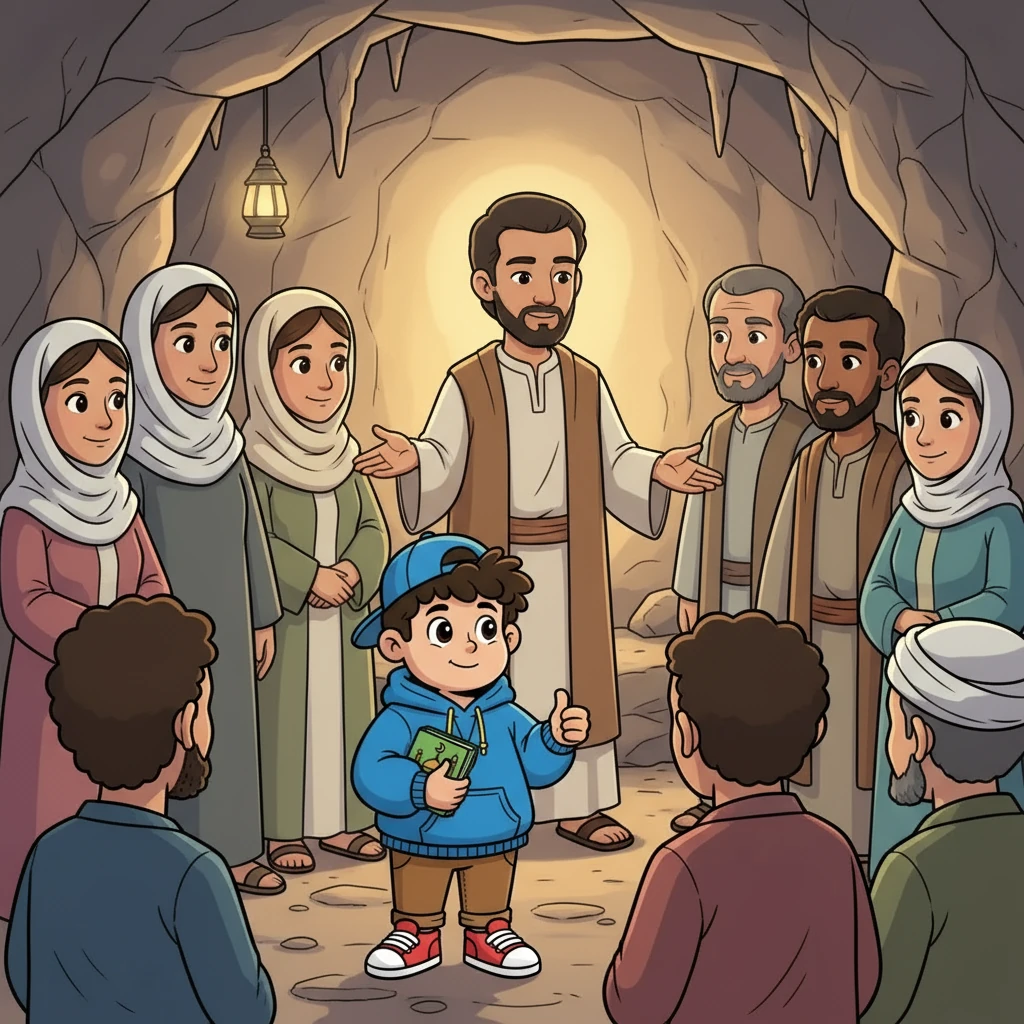 The father continued, describing how the Prophet's wife, Khadījah (رضي الله عنها), and his friend Abu Bakr (رضي الله عنه), were among the first to believe. Ahmad visualized the early believers, their faces alight with faith, as they gathered around the Prophet ﷺ.