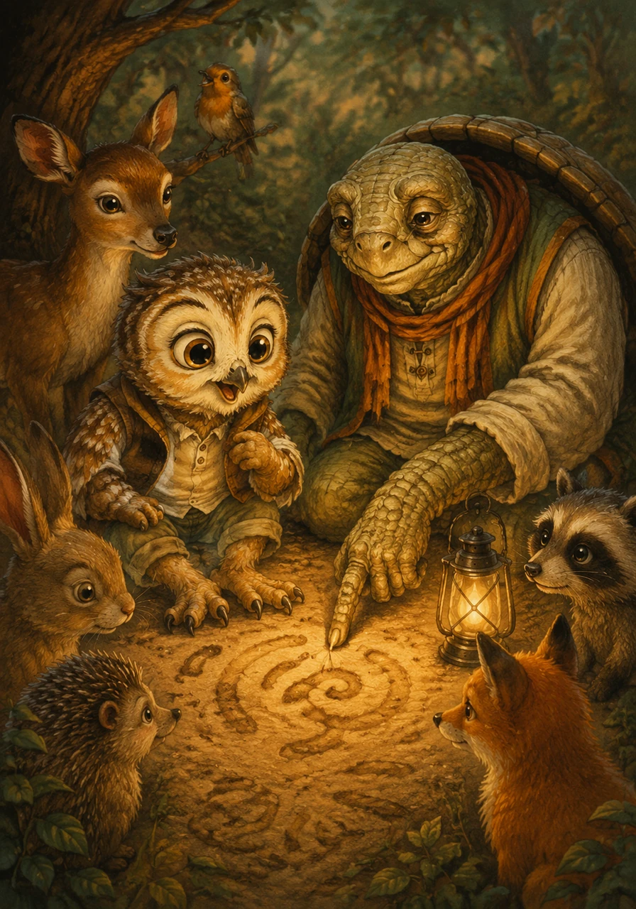 Oliver took a seat and learned his very first letters, realizing that when put together, they made the word forest. A warm wave of excitement washed over him as he saw how these small shapes could carry such big meanings.