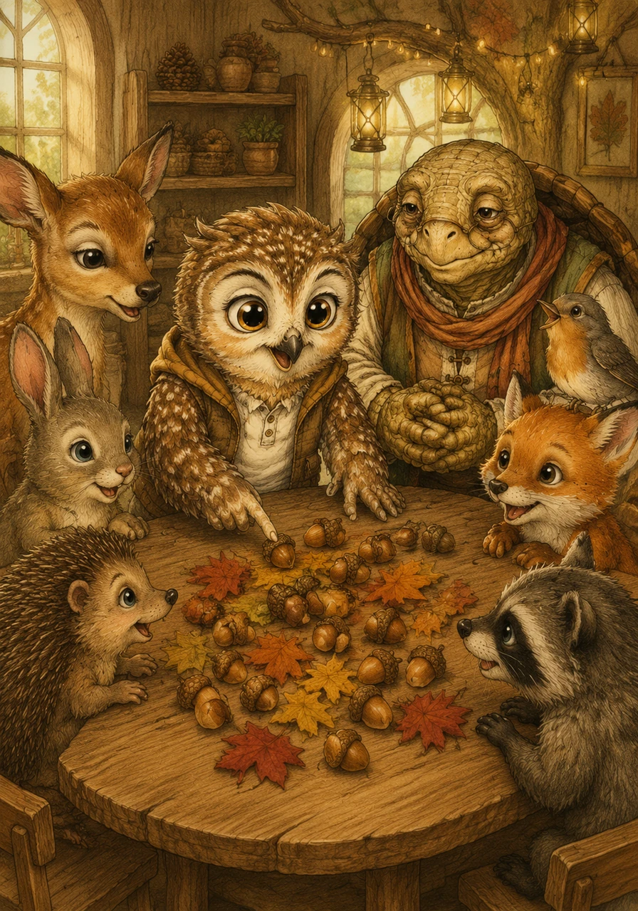 The next day, the class learned about numbers by counting shiny acorns and colorful autumn leaves. Oliver discovered that counting helped him know exactly how many treats he had to share equally with his friends.