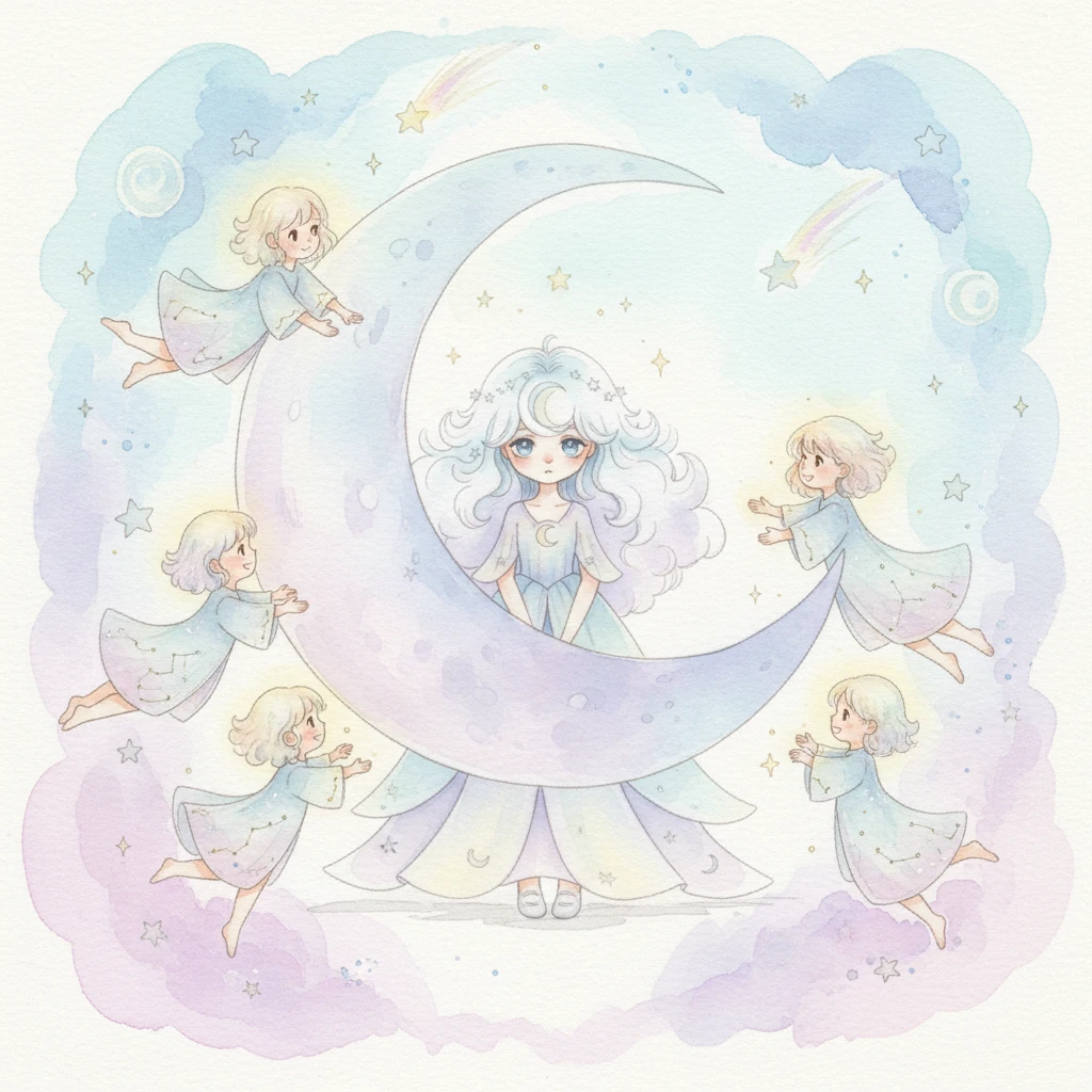 The Shy Moon's Gentle Glow - fairy-tale