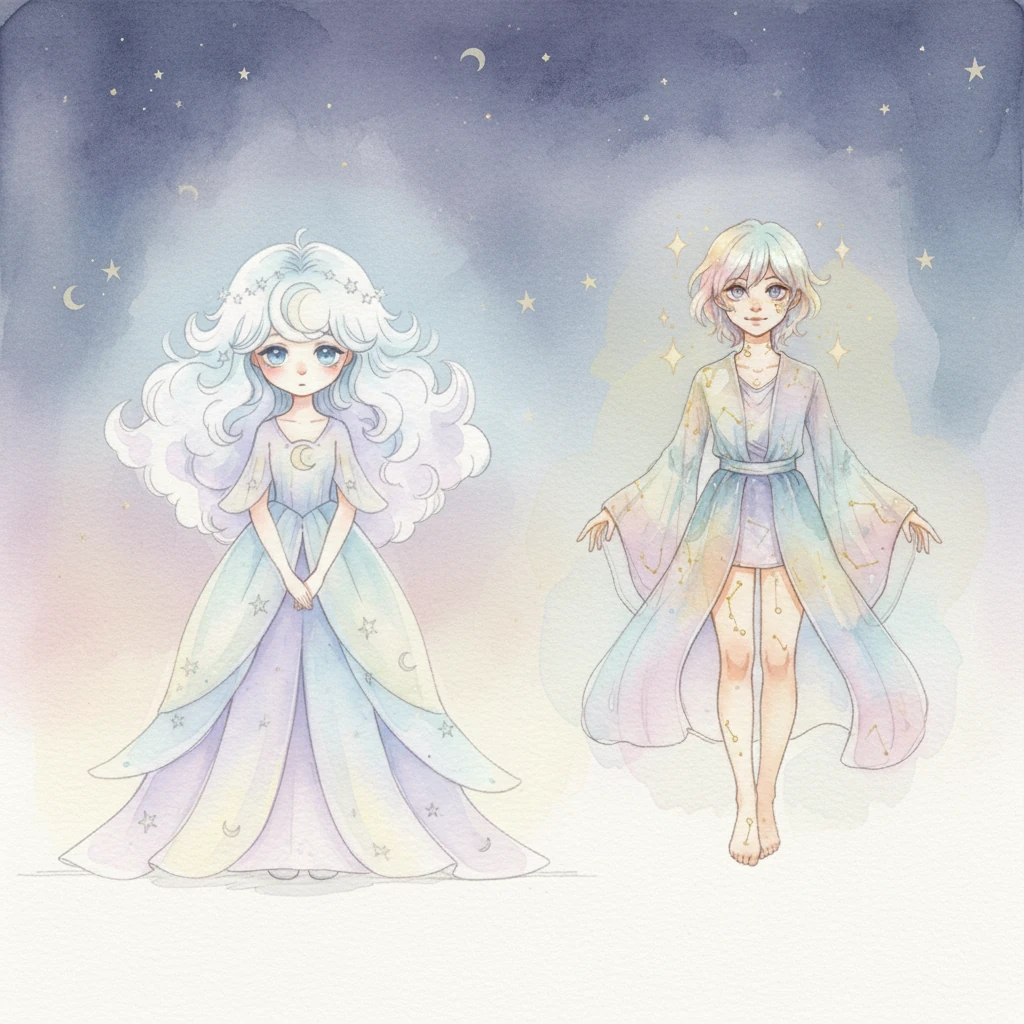 Twinkle, floating closer with a soft, comforting shimmer, asked in the gentlest way, "Dear Luna, why do you hide your beautiful light from us tonight?" Her voice was a warm, inviting hum, a soft melody in the quiet sky.