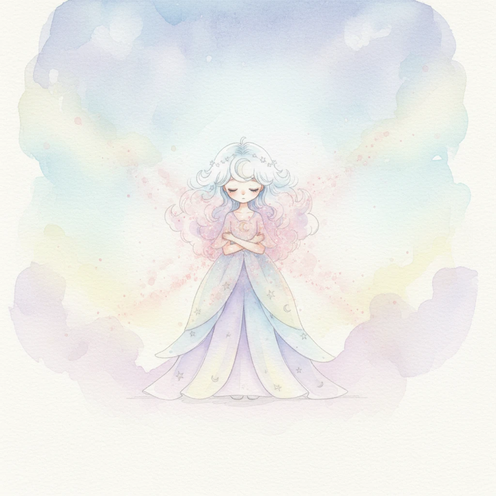 Luna's light trembled like a dewdrop, a faint, shimmery blush spreading across her hidden form. She whispered that sometimes her glow felt too big, too bright, making her feel overly noticed and a little overwhelmed by all the attention.