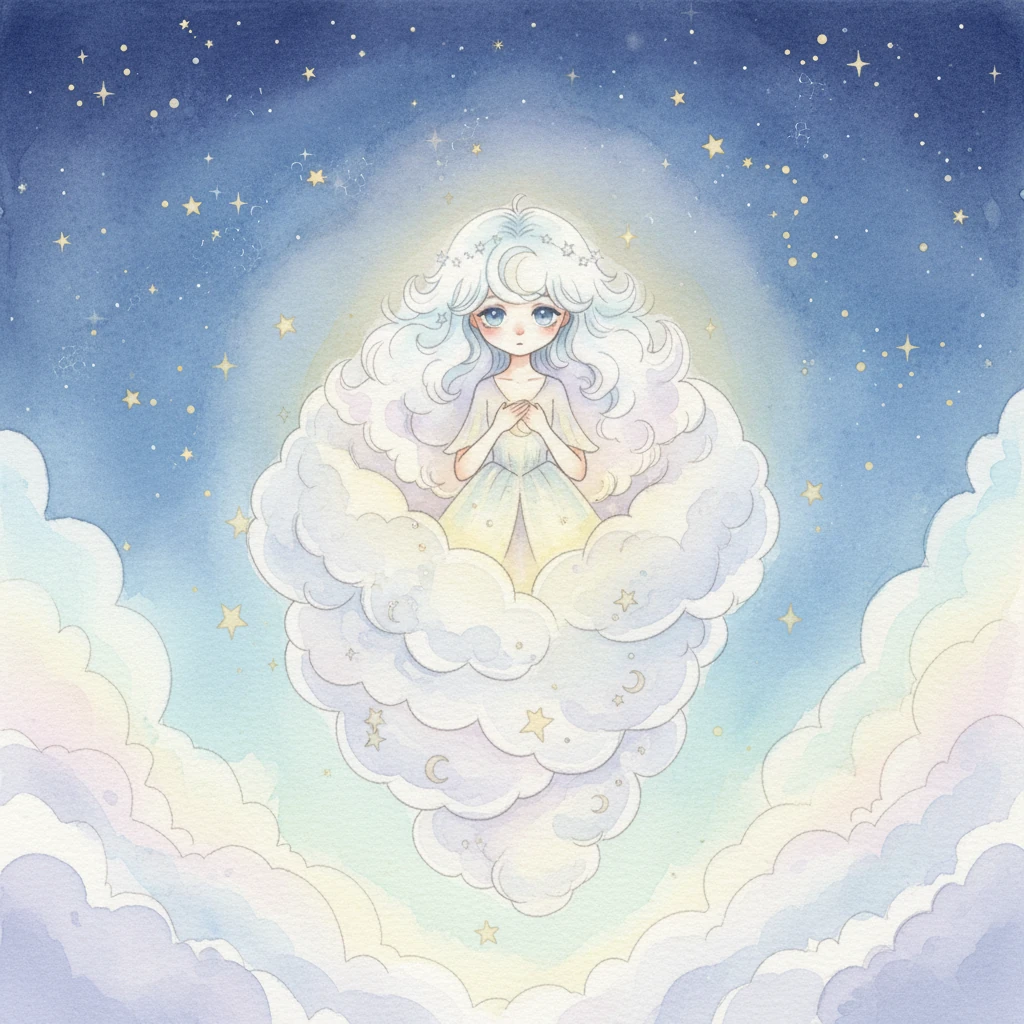 Slowly, delicately, Luna began to emerge from her cloud cocoon, her light growing steadily and softly. She shone with a renewed, gentle radiance, feeling the love and acceptance of her starry friends, illuminating the night sky with a peaceful, warm glow once more.