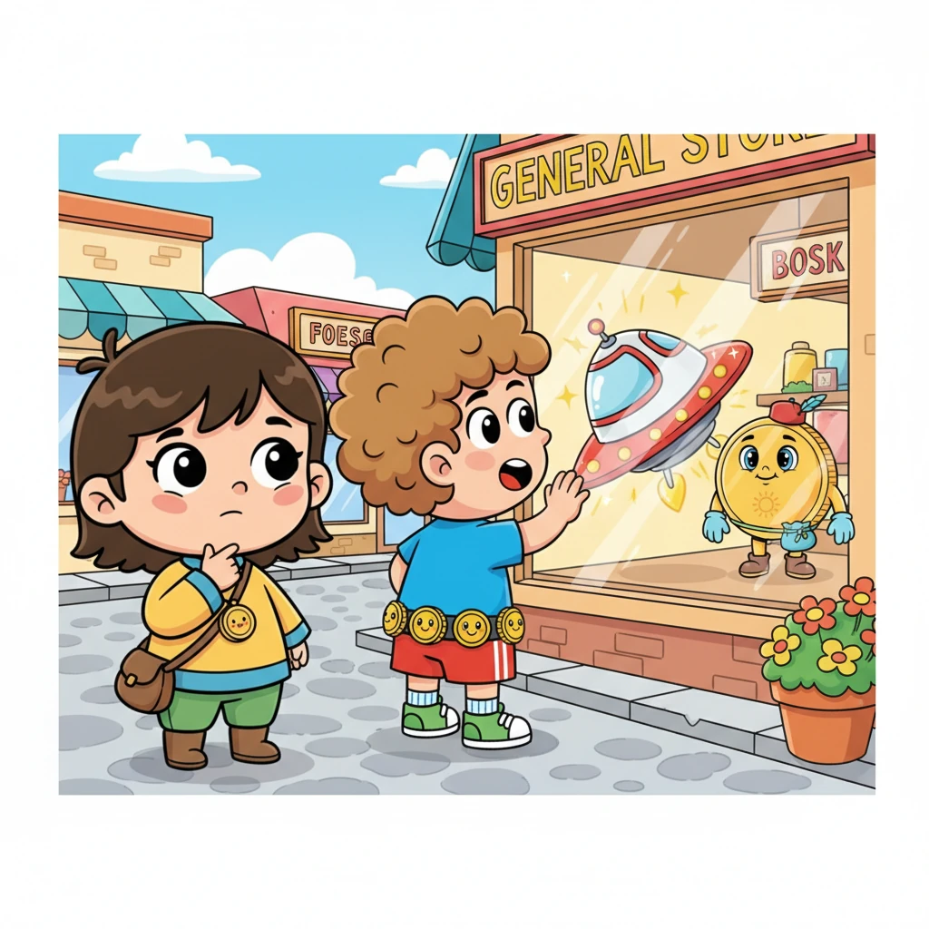 Ертеде бір ауылда Айару мен Ернар есімді егіз балалар өмір сүріпті. Олар ойын ойнағанды, сурет салғанды және ән айтқанды жақсы көрген. Айару ақшасын жинай білетін ақылды қыз болса, Ернар көрген затын бірден алғысы келетін шыдамсыз бала еді. Бір күні Ернар дүкен терезесіндегі жарқыраған ойыншықты көріп, оны бірден алғысы келді.