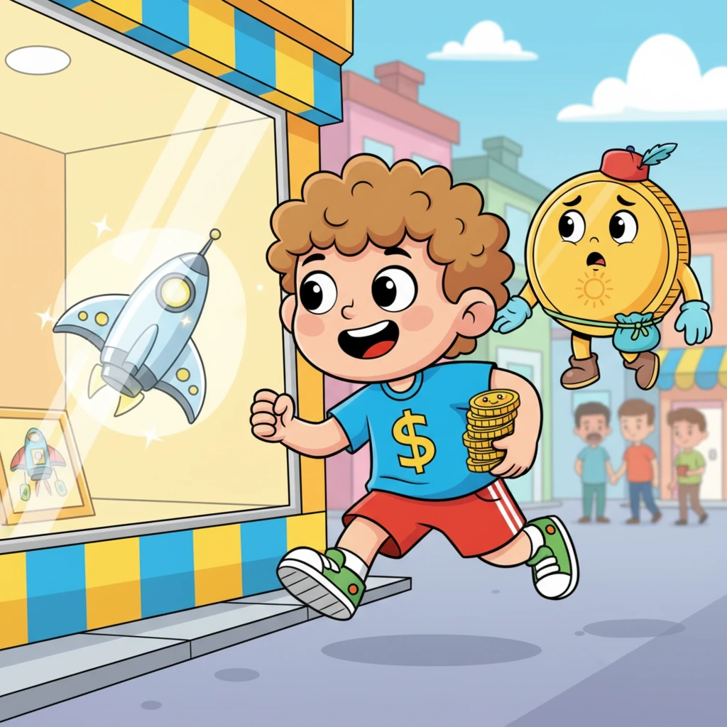 Ернардың қолына біраз ақша түскенде, ол бірден дүкенге жүгіріп, жаңа жылтыр ойыншықты сатып алғысы келді. Тиынбек оған: «Асықпа, Ернар, әрбір сатып алуды мұқият ойлан», – деп ақыл айтты. Бірақ Ернардың көзі ойыншықта болды, ол Тиынбектің кеңесіне құлақ аспады.