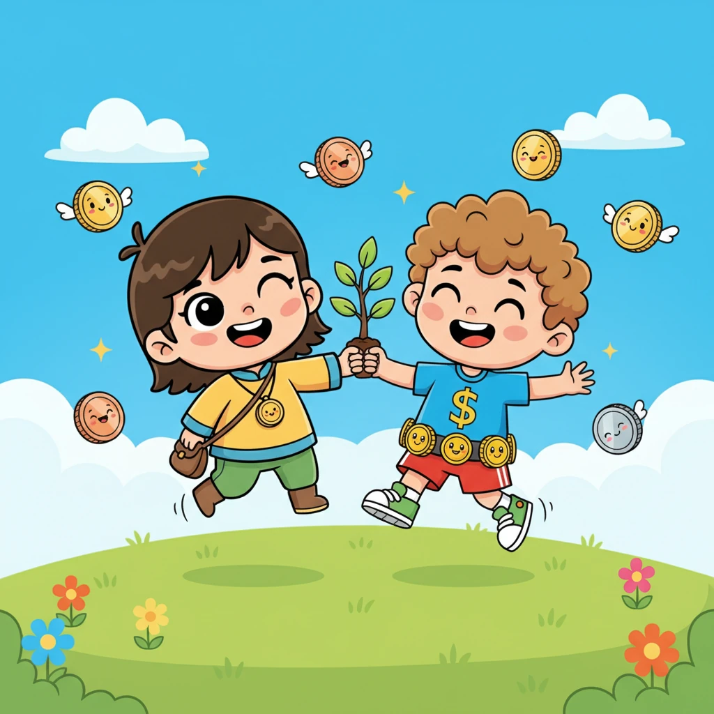 Енді екі бала да ақшаны қалай дұрыс жұмсау керектігін білді. Олар ақшаны үнемдеу мен жұмсау арасындағы тепе-теңдікті сақтауды үйренді. Олар бірге ойнап, ақылды таңдаулар армандарды жүзеге асыруға көмектесетінін түсінді. Тиынбек оларға мақтанышпен қарап тұрды.