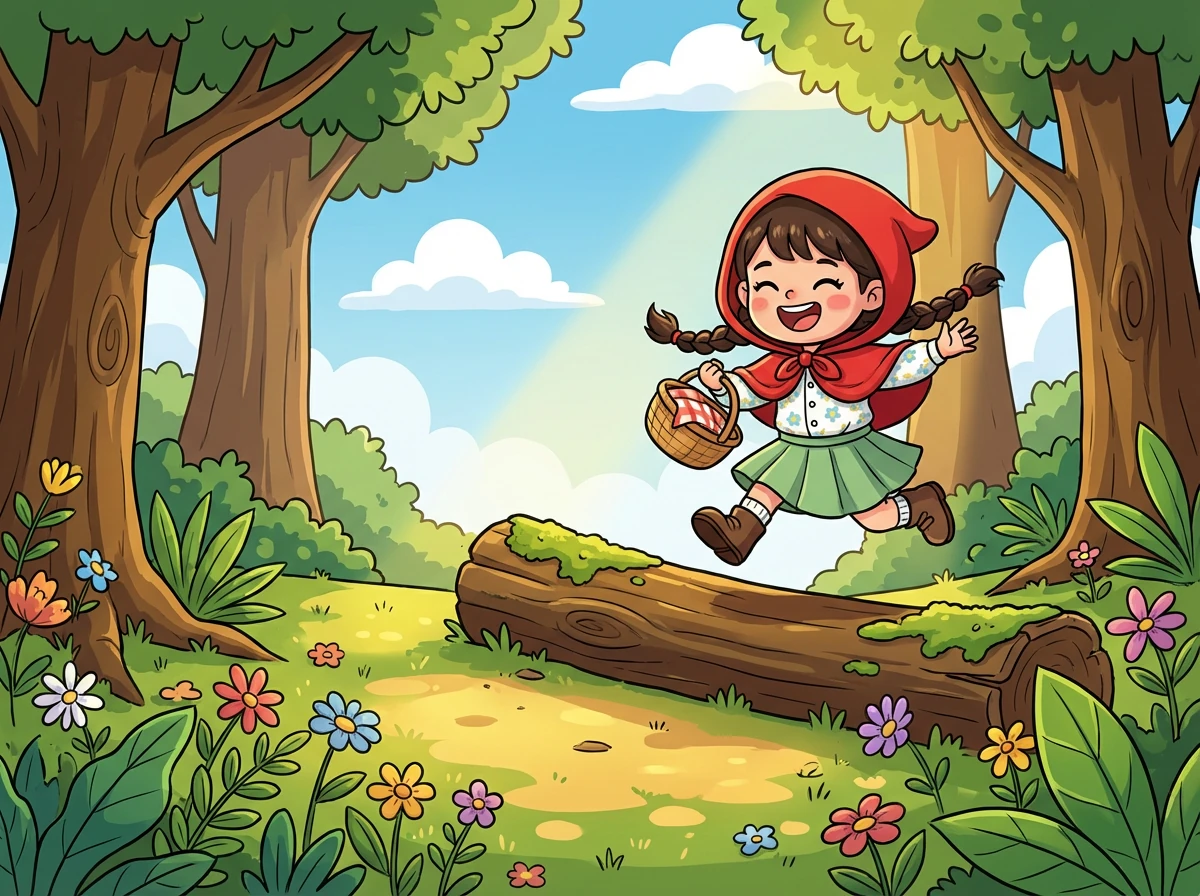 小红帽并没有被吓倒，她鼓起勇气，镇定地与狼对视。她知道，如果害怕，狼会更加放肆。