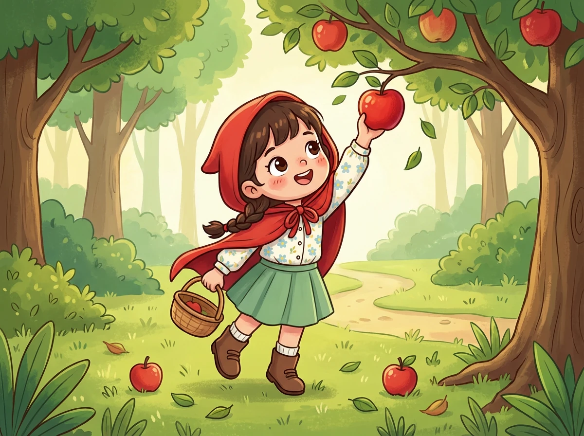 小红帽想起妈妈说过的话：‘遇到危险时，要冷静，要动脑筋。’她深吸一口气，努力让自己平静下来。