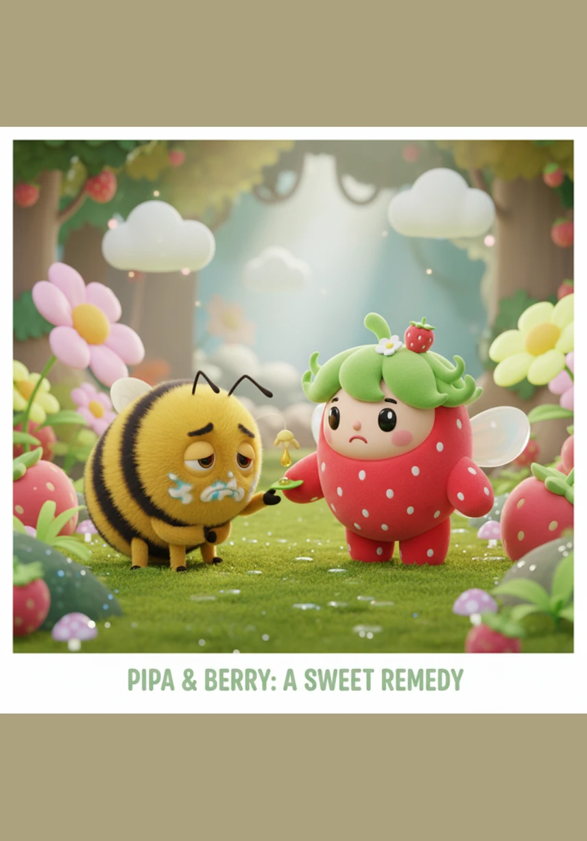 Deep within the Orchard of Eternal Bloom, Pippa the Strawberry Sprite and her friends are busy decorating the Great Oak. They hang lanterns made of glowing dew-drops and weave garlands of jasmine for the surprise party.