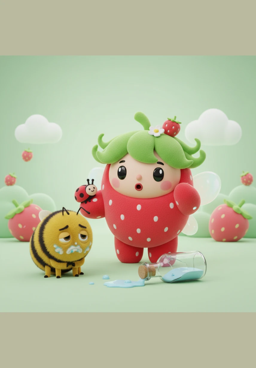 Pippa notices a trail of iridescent blue juice leading away from the party and into the thick, tangled brambles. With a brave flutter of her wings, she rallies her friends to follow the sticky clues into the unknown woods.