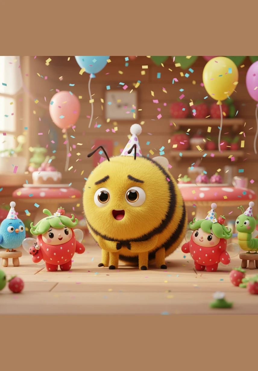 As the moon rises high, the fairies and Barnaby dance together under the glowing lanterns. The orchard is filled with laughter and the sweet taste of friendship, making it the best surprise party ever held.