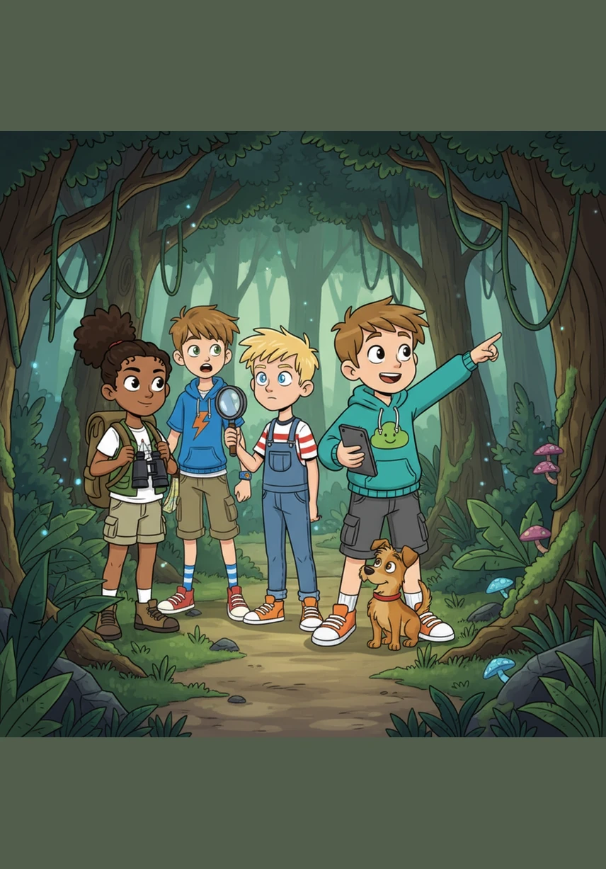 Deep within the tangled heart of the Blackwood Forest, the group discovers a massive, ancient oak tree with a hollow center glowing with an eerie, rhythmic blue light. It isn't fire or electricity, but a shimmering tear in the very fabric of the air itself.