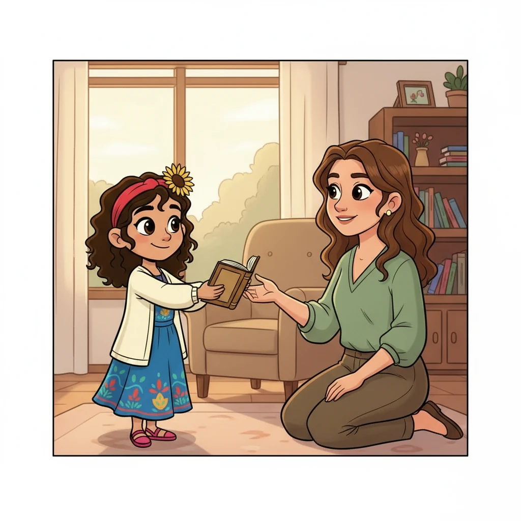 "Mamá", dijo Sofía, extendiendo el libro. "¿Podrías leerme uno más?". Su madre sonrió, una calidez que Sofía no había visto en mucho tiempo. Por un momento, mientras su madre comenzaba a leer, Sofía no era una adolescente con preocupaciones universitarias. Era solo su hija, y la historia nunca había terminado realmente.