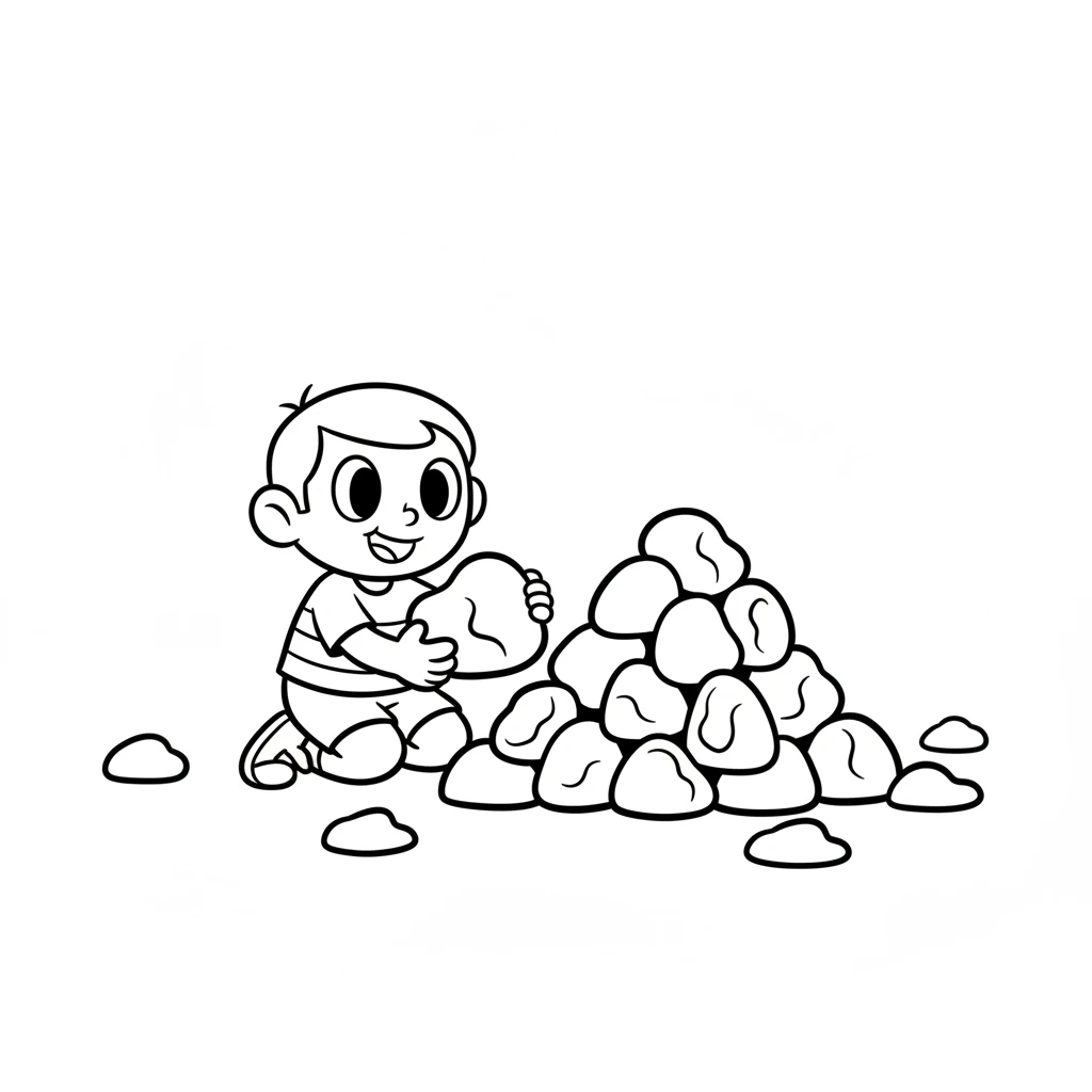 First, Pip started with all the bright red shapes. One by one, Pip carefully picked them up and placed them in their own special pile. What a lovely red mountain!