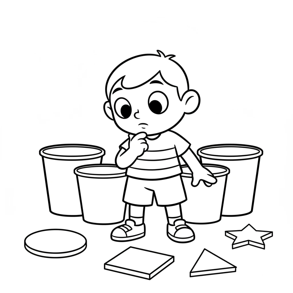 "Hmm," thought Pip, "it looks so much better now!" But then Pip had another brilliant idea. What if they could also be sorted by their shapes?