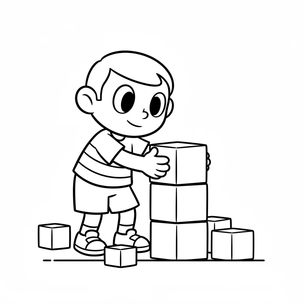 Then came the sturdy squares with their straight lines. Pip carefully stacked them up, making a strong, four-sided tower.