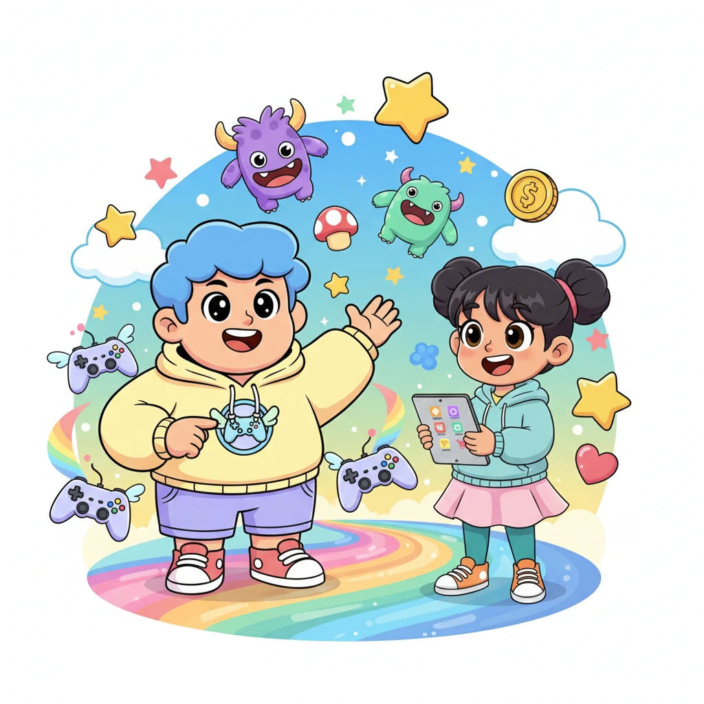 Halaman utama toko impian Bima terlihat sangat cerah dan ramah, dengan kontroler game terbang dan karakter-karakter lucu menyambut pengunjung. Warna-warni ceria memenuhi layar, seolah mengundang siapa saja untuk masuk ke dunia game.