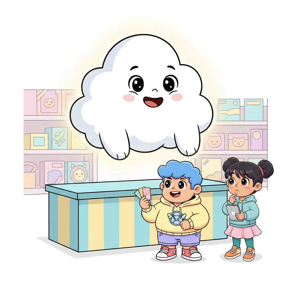 Layanan pelanggan di toko Bima diwakili oleh awan ramah yang bisa berbicara dan selalu tahu semua jawaban. Awan itu mengambang dengan tenang, siap membantu siapa saja yang punya pertanyaan atau masalah.